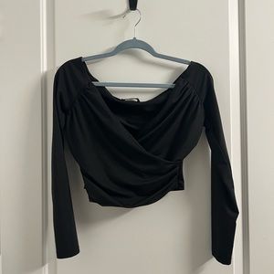 Women’s Burshka black, long sleeve, crisscross crop top